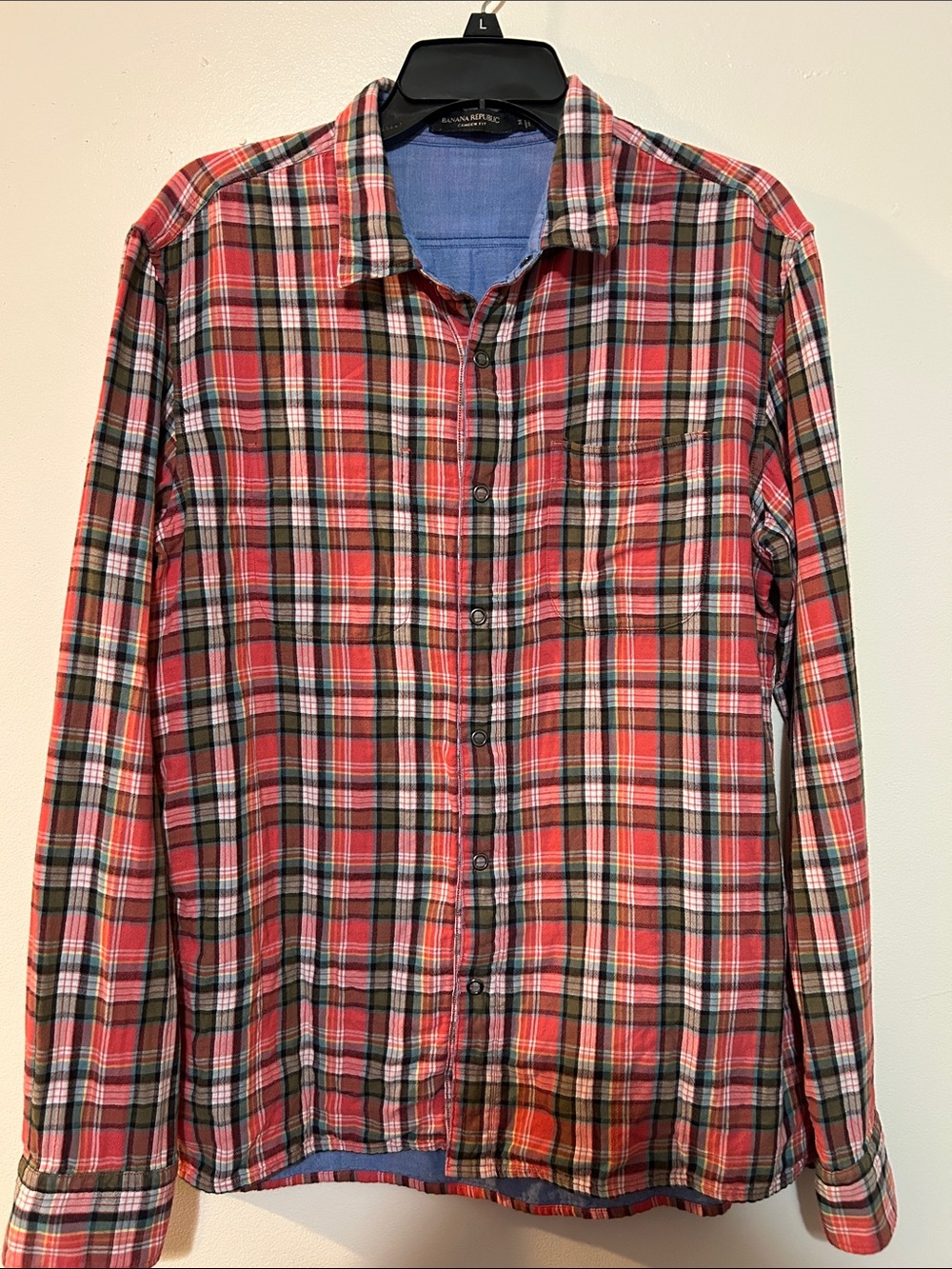 Banana Republic Red Plaid Long-Sleeve Button-Down Shirt